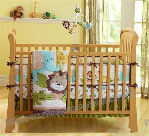 Make the room pleasant and comfortable for you as well. 7 pieces Lovely baby bedding crib set forest lion printed ...