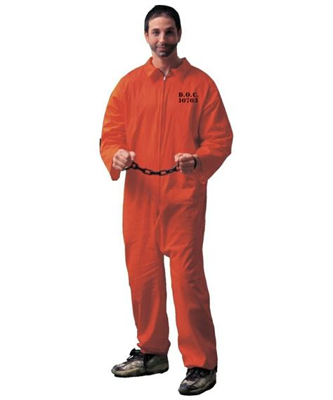 Prisoner Adult Costume Orange Men Halloween Costumes
