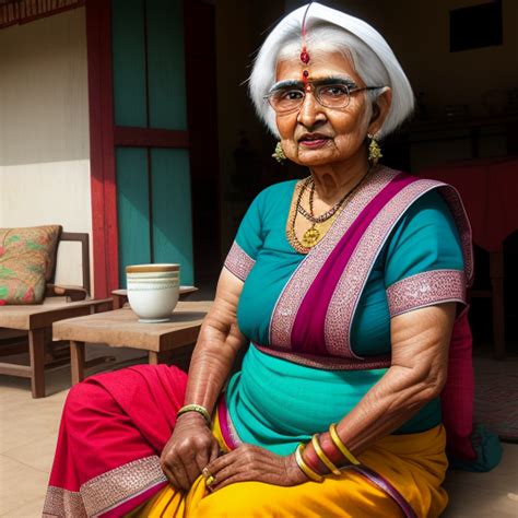 Photo P Indian Granny With Big