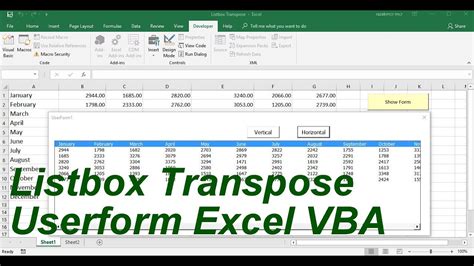 Listbox Transpose Userform Excel Vba Youtube