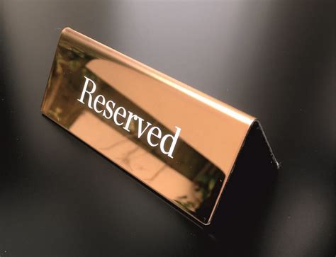 A Very Elegant Rose Gold Reserved Table Sign Reserved Table Signs