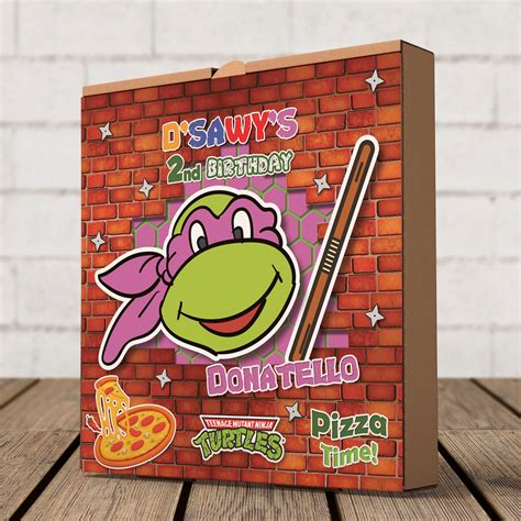 Ninja Turtle Pizza Box Label Personalized Tmnt Pizza Box Etsy