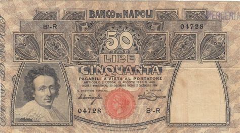 Mappa della filiale di napoli in via enea, 35. Banknote Italy 50 Lire Banco di Napoli - 1914