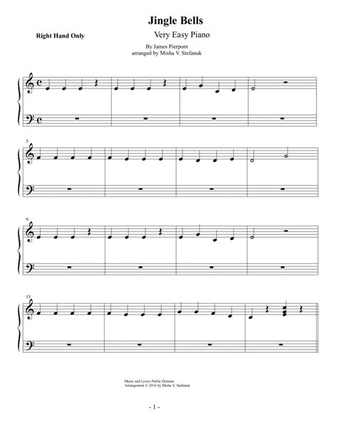 Download Jingle Bells Very Easy Piano Sheet Music By