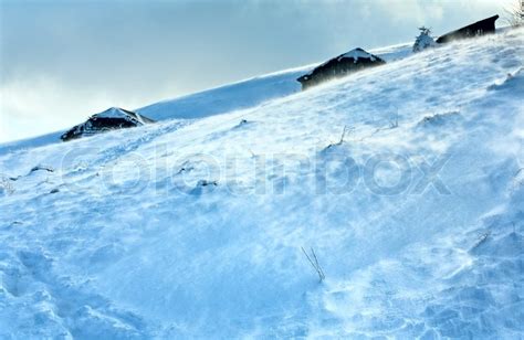 Winter Snowy And Windy Mountain Stock Image Colourbox