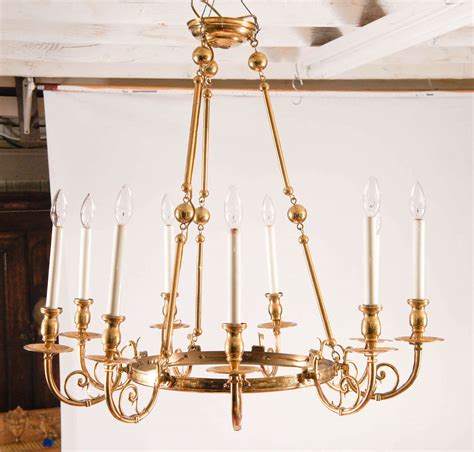 9 Arm Neoclassical Style Solid Brass Chandelier At 1stdibs