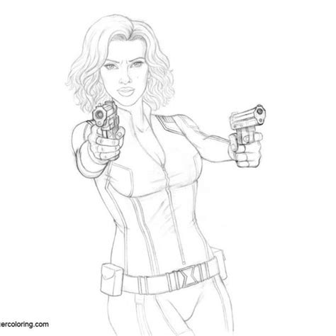 Black Widow Coloring Pages Avengers Outline Free Printable Coloring Pages