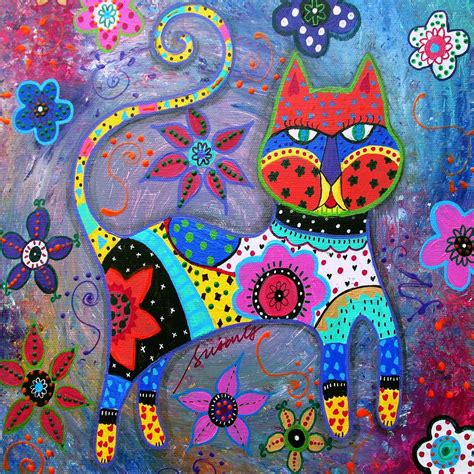 Mexico Pristine Cartera Turkus Talavera Cat Ii Mexican Folk Art