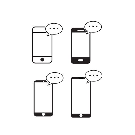 Mobile Phone Chat Message Notifications Vector Icon Isolated Line