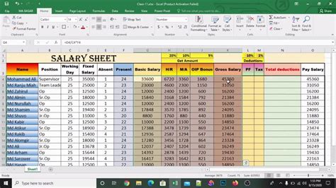 Favorite Salary Calculation Excel Sheet Daily Planner Xls