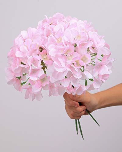 lushidi 10pcs silk hydrangea heads with stems artificial flowers for