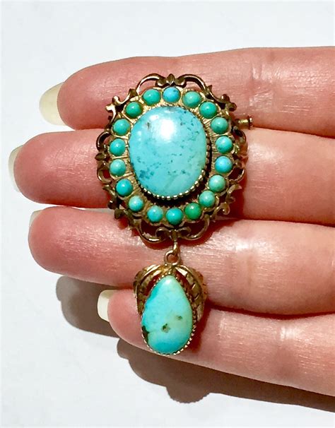 big-victorian-persian-turquoise-pendant-art-nouveau,-turquoise,-yellow-gold-pendants