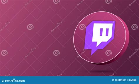 Twitch Logo Minimal Design On The Round Button 3d Render Social Media