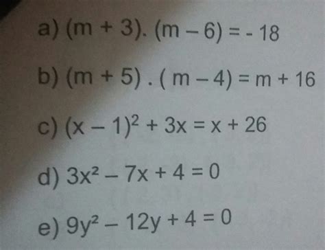 Resolva As Seguintes Equações Do 2 Grau
