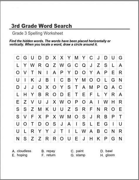 Increase word usage and knowledge. Third Grade Word Search | 3rd grade words, Coloring pages ...