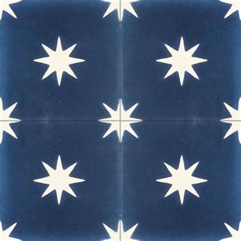 Dark Blue Star Pattern Concrete Tile Handmade Tiles Margate