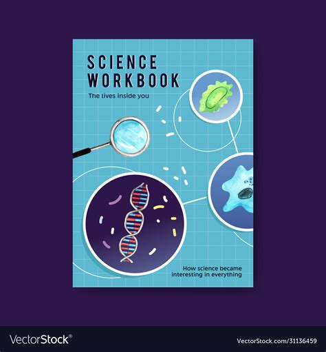 Science Cover Book Design With Magnifying Glass Vector Image