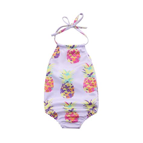 2018 Fashion Toddler Kids Baby Girl Sling Pineapple Swimsuit Romper