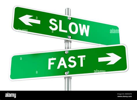 Slow Or Fast Directions Opposite Traffic Sign 3d Rendering Isolated
