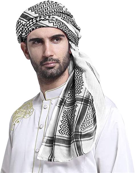 Ruixib Men Arab Shemagh Headscarf Muslim Dubai Male Turban Neck Wrap