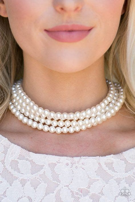 Paparazzi Vintage Romance White Pearl Layered Choker Necklace In 2020