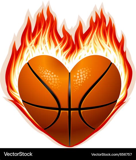 Heart Shaped Basketball On Fire Royalty Free Vector Image