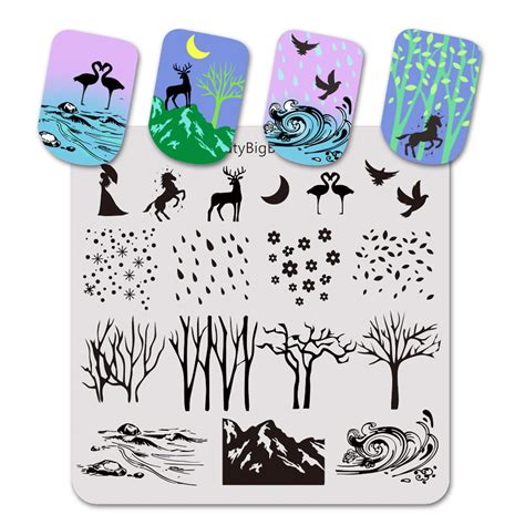 Nature Landscape Trees Theme Square Nail Art Stamping Plate Bbbs 031