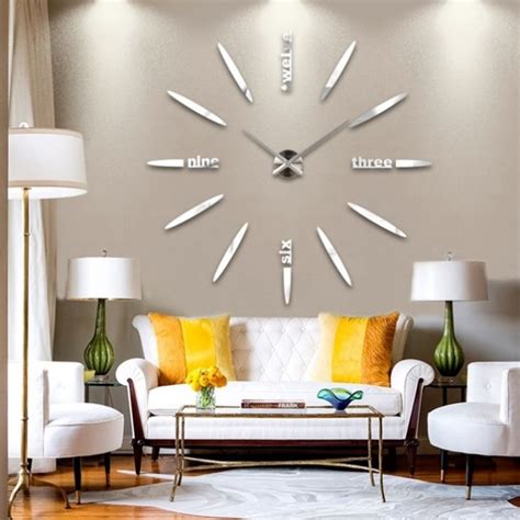 Elegant Large Diy Frameless 3d Mirror Surface Effect Wall Clock