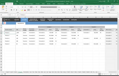Planilha De Gestão De Compras E Planejamento Em Excel
