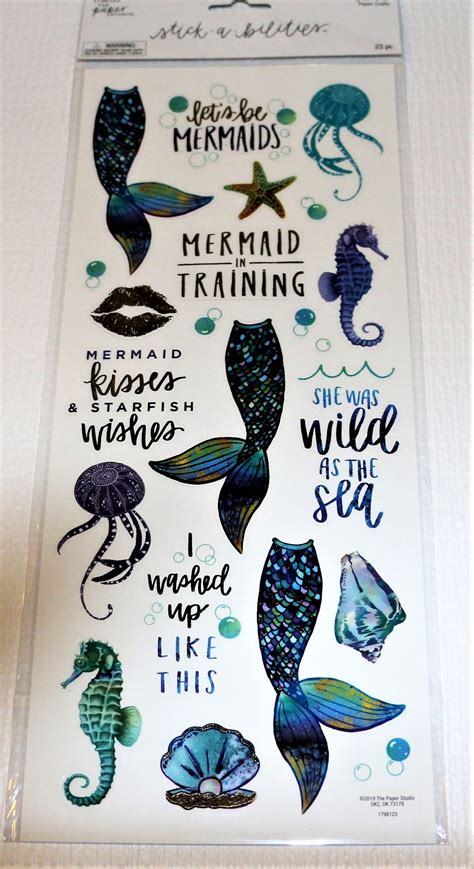 Lets Be Mermaids Mermaid In Training Stickabilities Gold Etsy