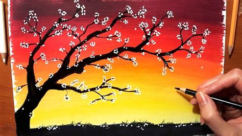 Landscape In Colored Pencil How To Draw Sunset Drawing Nature Tree Sky