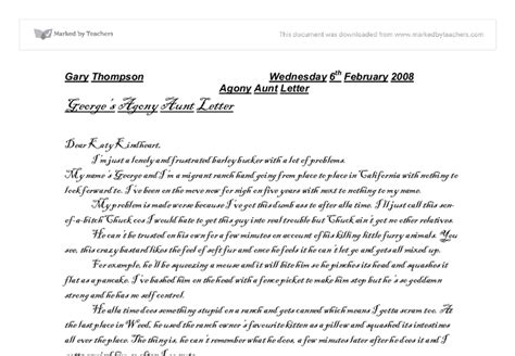 Agony Aunt Letters Gcse Miscellaneous Marked By