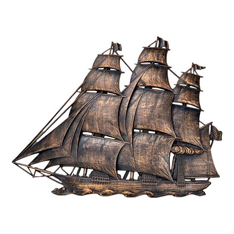 Mid Century Brutalist Spanish Galleon Sailing Ship Sculptural Wall Art Plaque Chairish