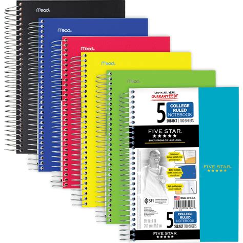 Five Star 5 Subject Notebook Memo Subject Notebooks Acco Brands