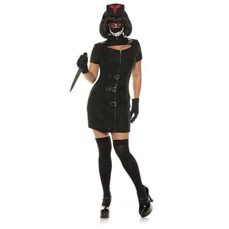 Nurse Frightingale Womens Adult Evil Doctor Black Halloween Costume L