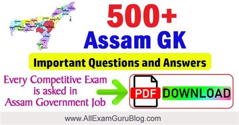 500 Assam General Knowledge Gk Question And Answer Pdf Download