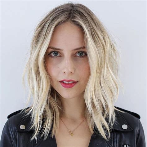 Choppy Blonde Balayage Lob Thin Hair Haircuts Hairstyles For Thin Hair Balayage Lob