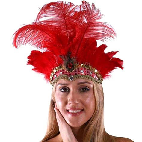 Showgirl Burlesque Feather Headdress Saloon Can Can Samba Girl Costume Headpiece Ebay