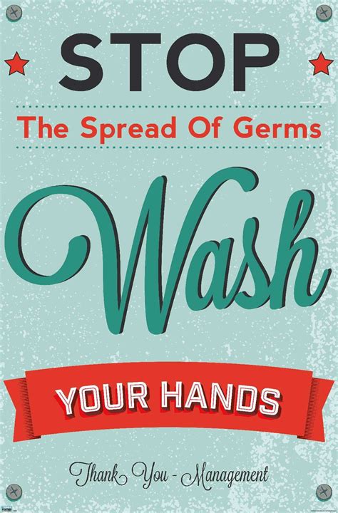 Stop Germs Wash Your Hands Poster