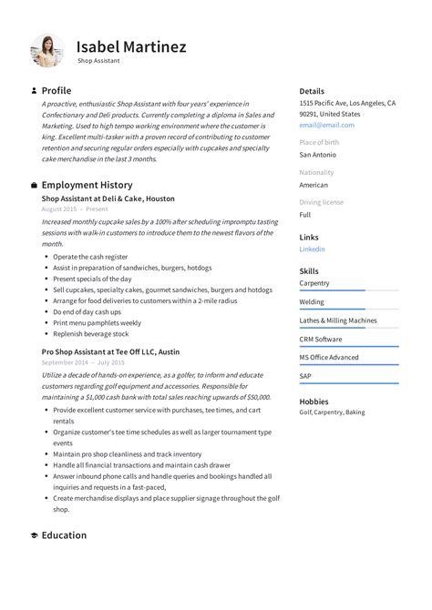 Therefore, the resume for administrative assistant must showcase a performer on varied office duties including but not limited to the regular administrative duties. Shop Assistant Resume Example & Writing Guide | PDF ...