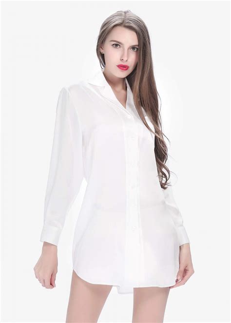 22 Momme Long Sleeve Casual Silk Nightshirt Everyday Outfits Long Sleeve Casual Night Shirt