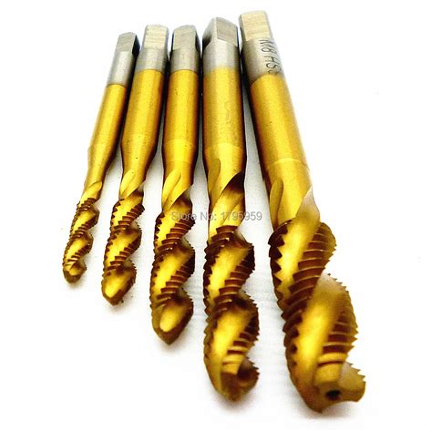 Spiral Pointed Taps Tapping Thread Forming Tap Titanium Coated Hss 5pc