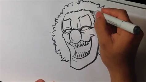Drawing A Scary Clown Halloween Drawings Youtube