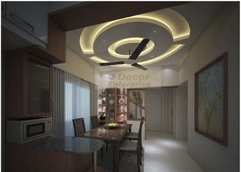 Simple False Ceiling Design For Living Room With 2 Fans Ceiling
