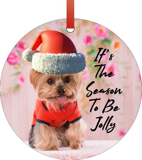 Yorkie Ornament Season to be Jolly Puppy Yorkie Dog Ornament Christmas