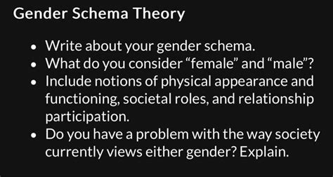 Solved Gender Schema Theory Write About Your Gender