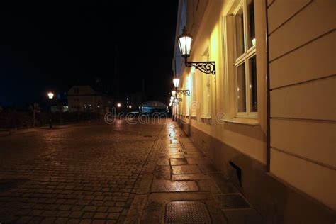 Night Street Lighting Lamps Stock Photo Image Of Pavement