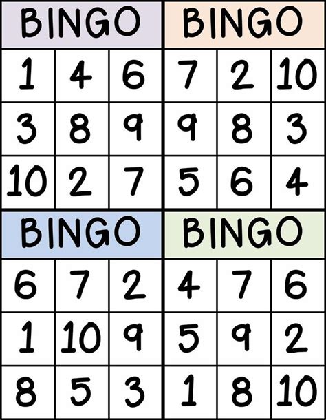 Bingo For Numbers 1 10 Great For Preschool Number Identification Bingo De Numeros