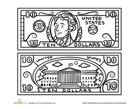 Worksheet twenty dollar bill coloring page. Ten-Dollar Bill | Worksheet | Education.com | Money ...