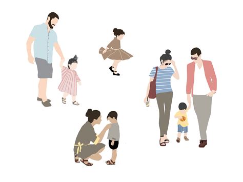 Flat Vector People - Family Kids | Colagem de arquitetura, Ilustração ...